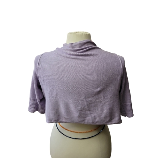 Ann Taylor Lilac Cropped Sweater Silk Cotton Cashmere Wrap W Button De… - Picture 5 of 5